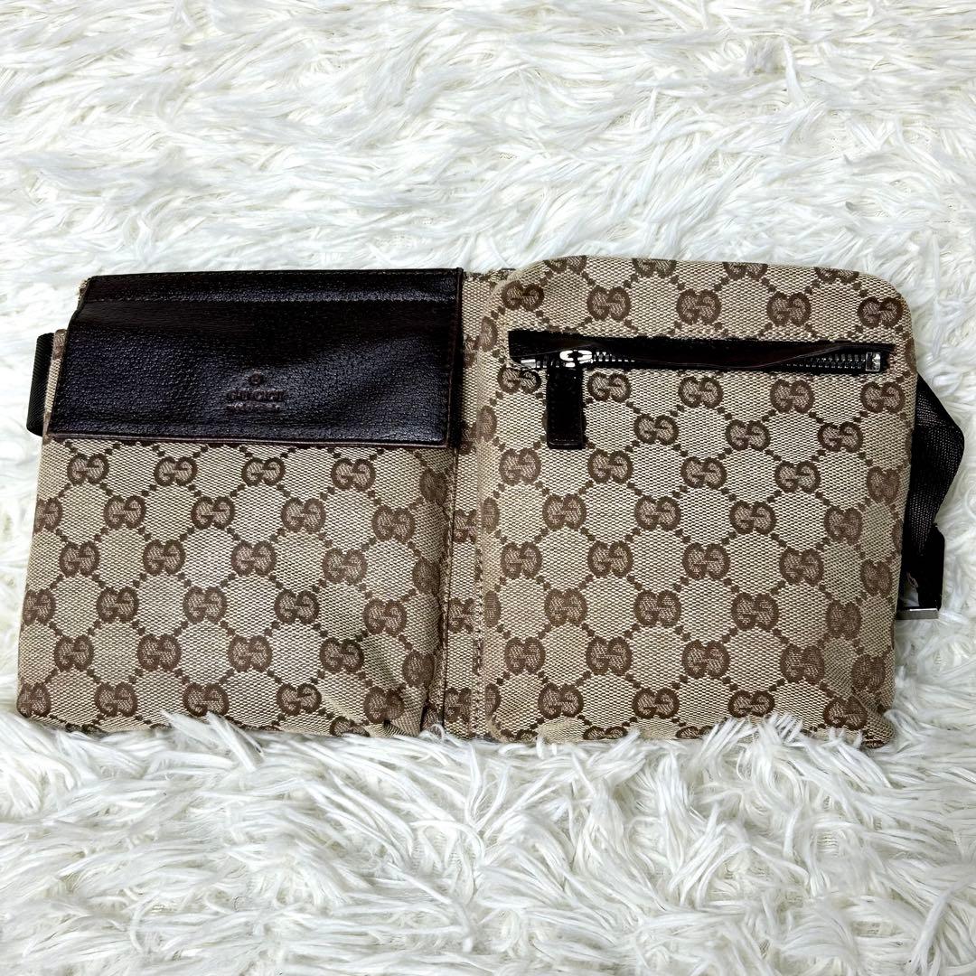 【美品】GUCCI グッチ GG キャンバス ボディバッグ ウエストポーチ