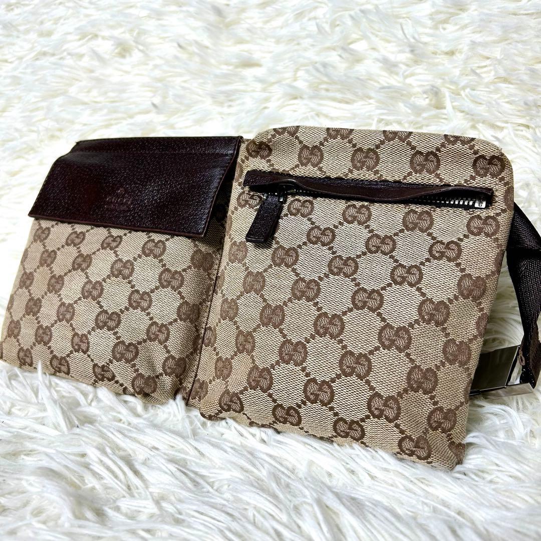 【美品】GUCCI グッチ GG キャンバス ボディバッグ ウエストポーチ