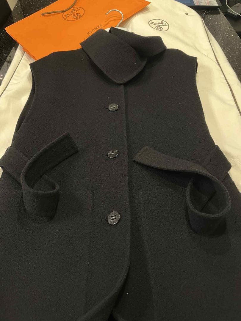 【極美品】HERMÈSエルメス カシミヤ100％　ロングベスト ジレ 80万円