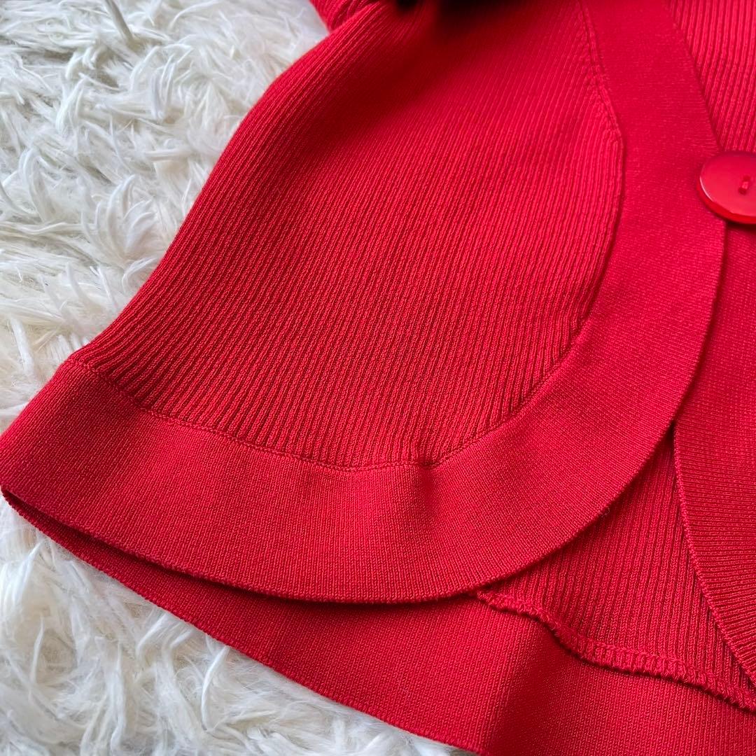 美品 M'S GRACY リブ ニット ボレロ カーディガン レッド 38