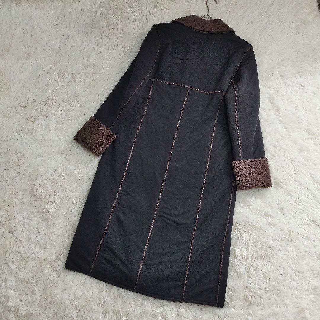 18245✨フェンディ ボア ロングコート ブラック 黒 42 L レディース
