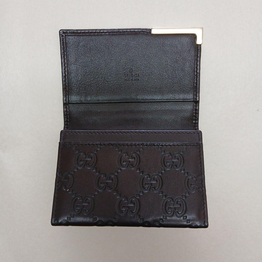 GUCCI ブラウンレザー 二つ折り名刺入れ