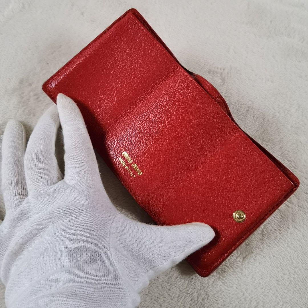 MIUMIU マドラス ラブレター ハート 三つ折り財布 ピンク レザー