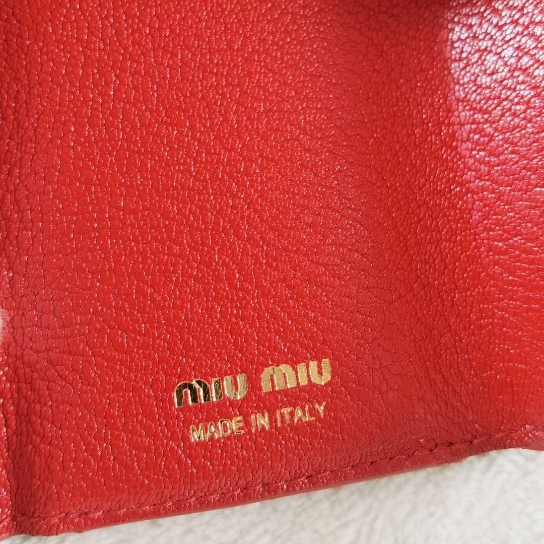 MIUMIU マドラス ラブレター ハート 三つ折り財布 ピンク レザー