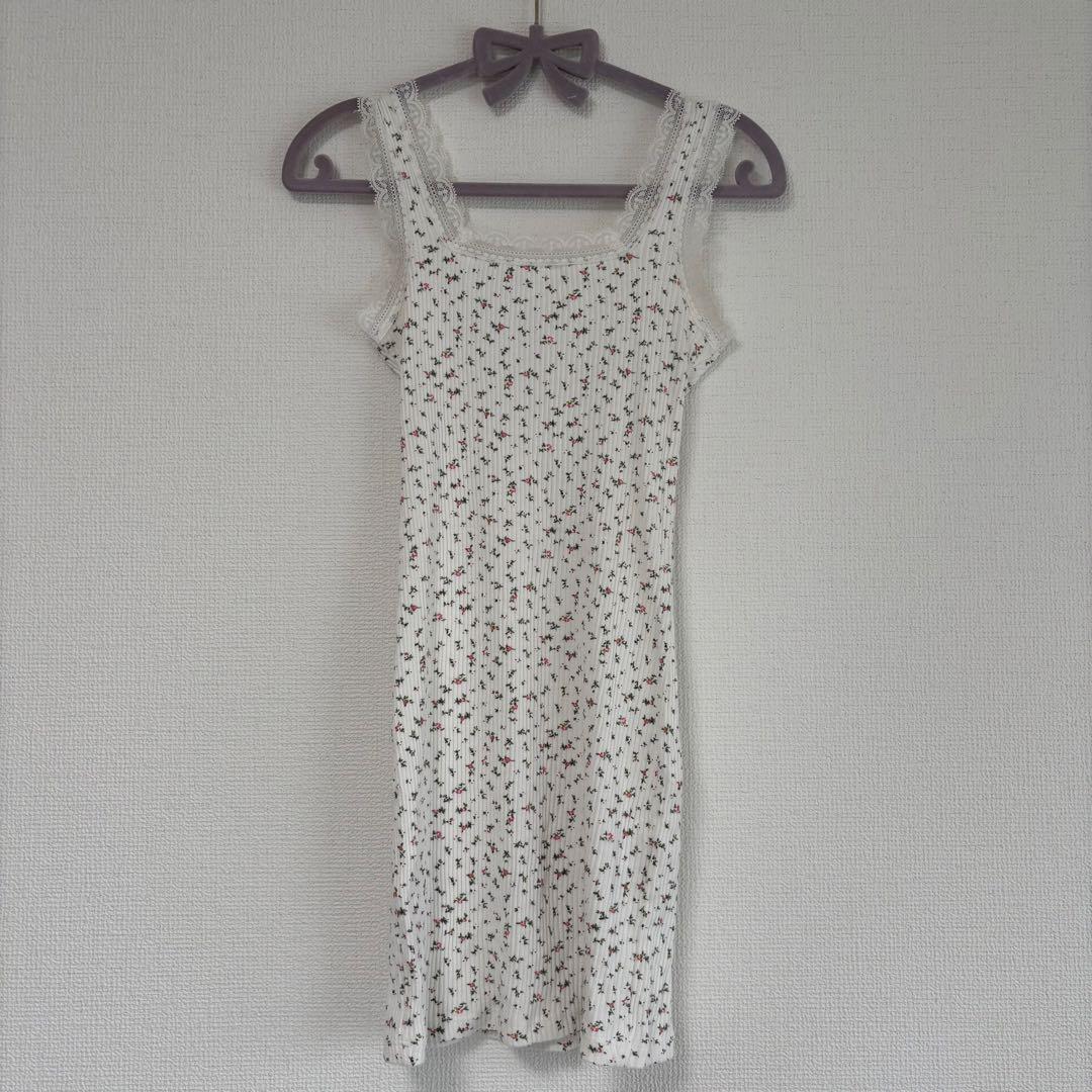 épine label lace flower rib onepiece