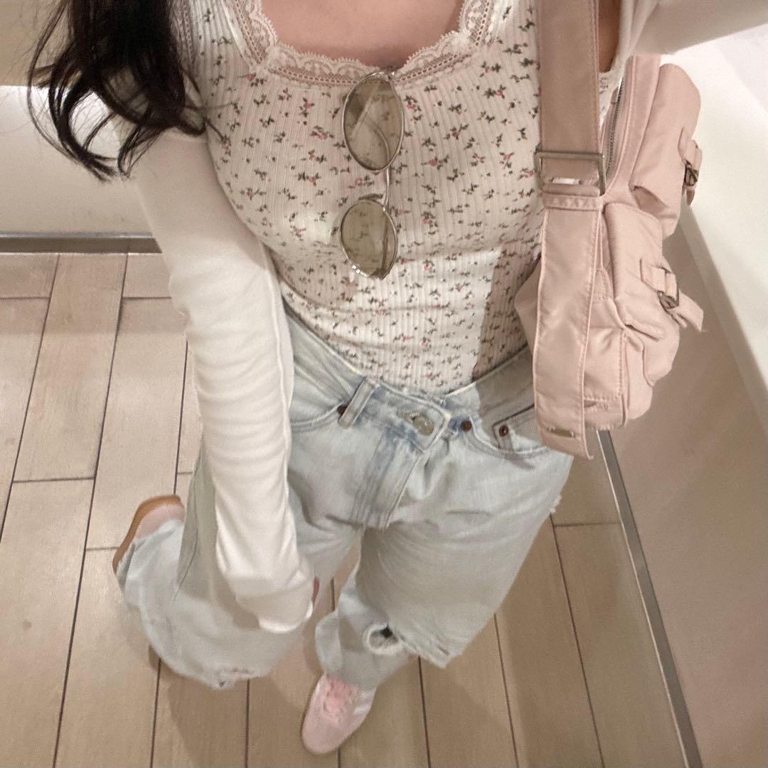 épine label lace flower rib onepiece