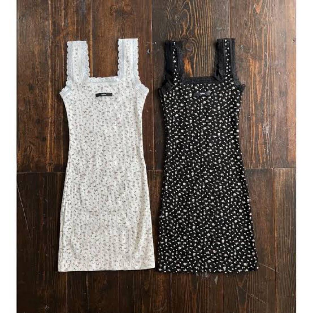 épine label lace flower rib onepiece