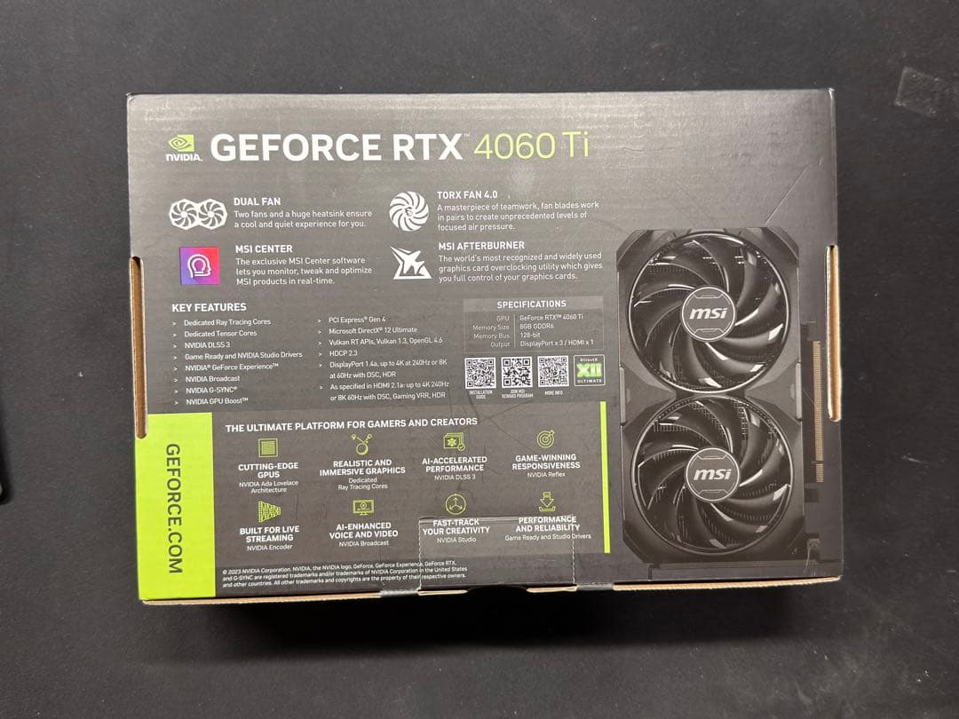 ジャンク- MSI GeForce RTX 4060 Ti Ventus 2X
