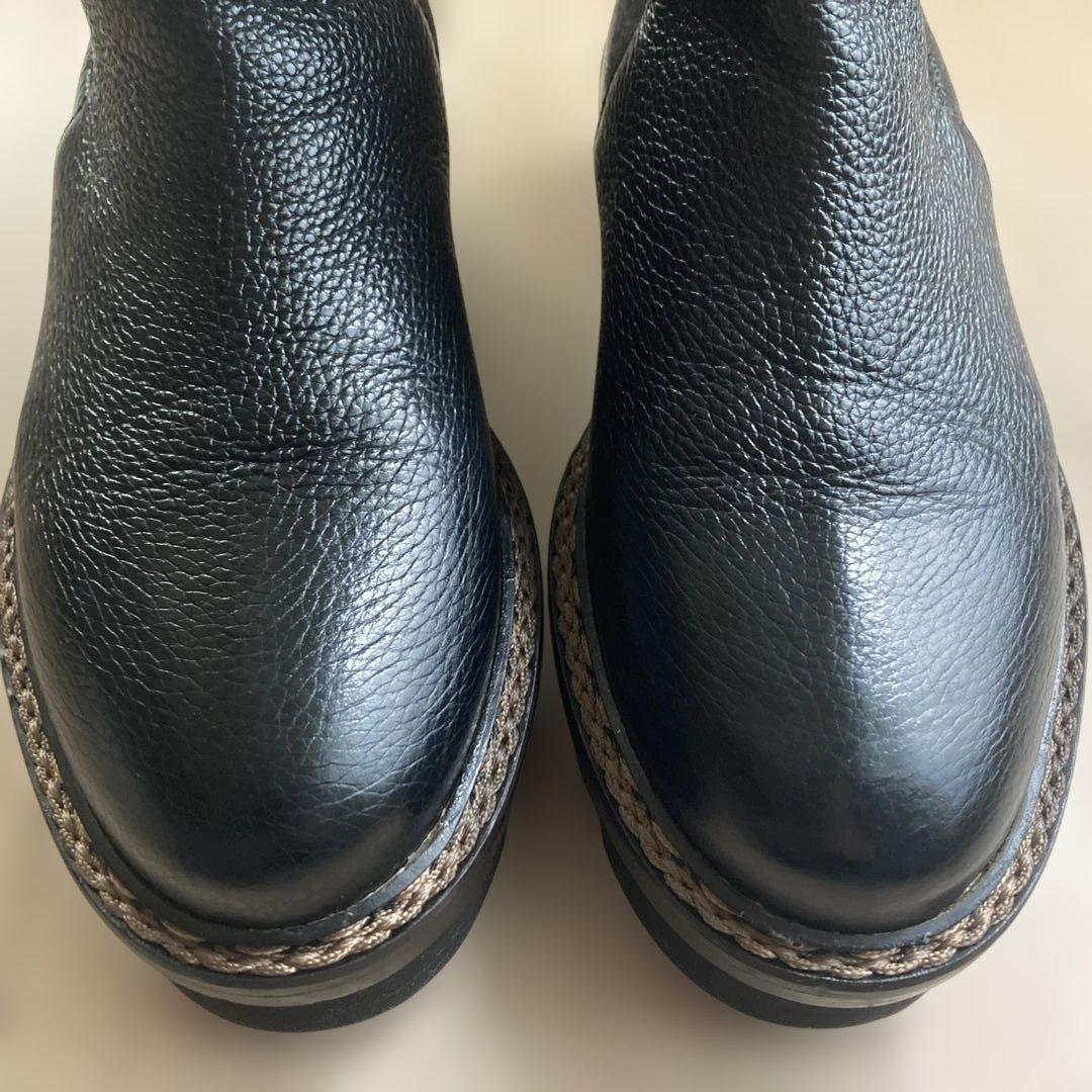LUCA GROSSI ルカグロッシ サイドゴアブーツ　シボ革 35ハーフ