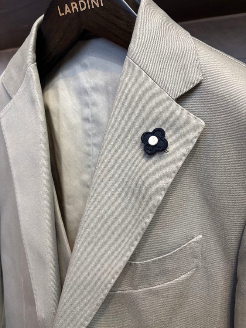 LARDINI ベージュコットン3ピースセットアップ　スーツ　サイズ46