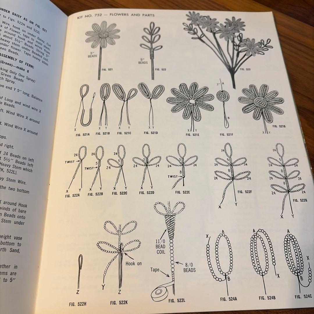 ヴィンテージBEADED FLOWERS ビーズフラワーの作り方　記名あり