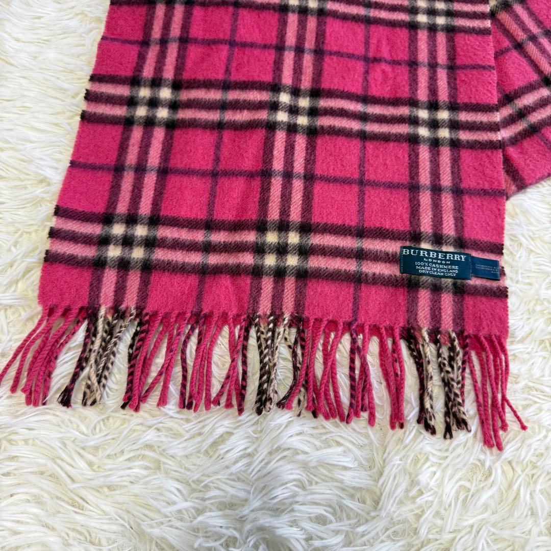 【バーバリーロンドン】美品 マフラー ノバチェック ピンク カシミヤ レディース