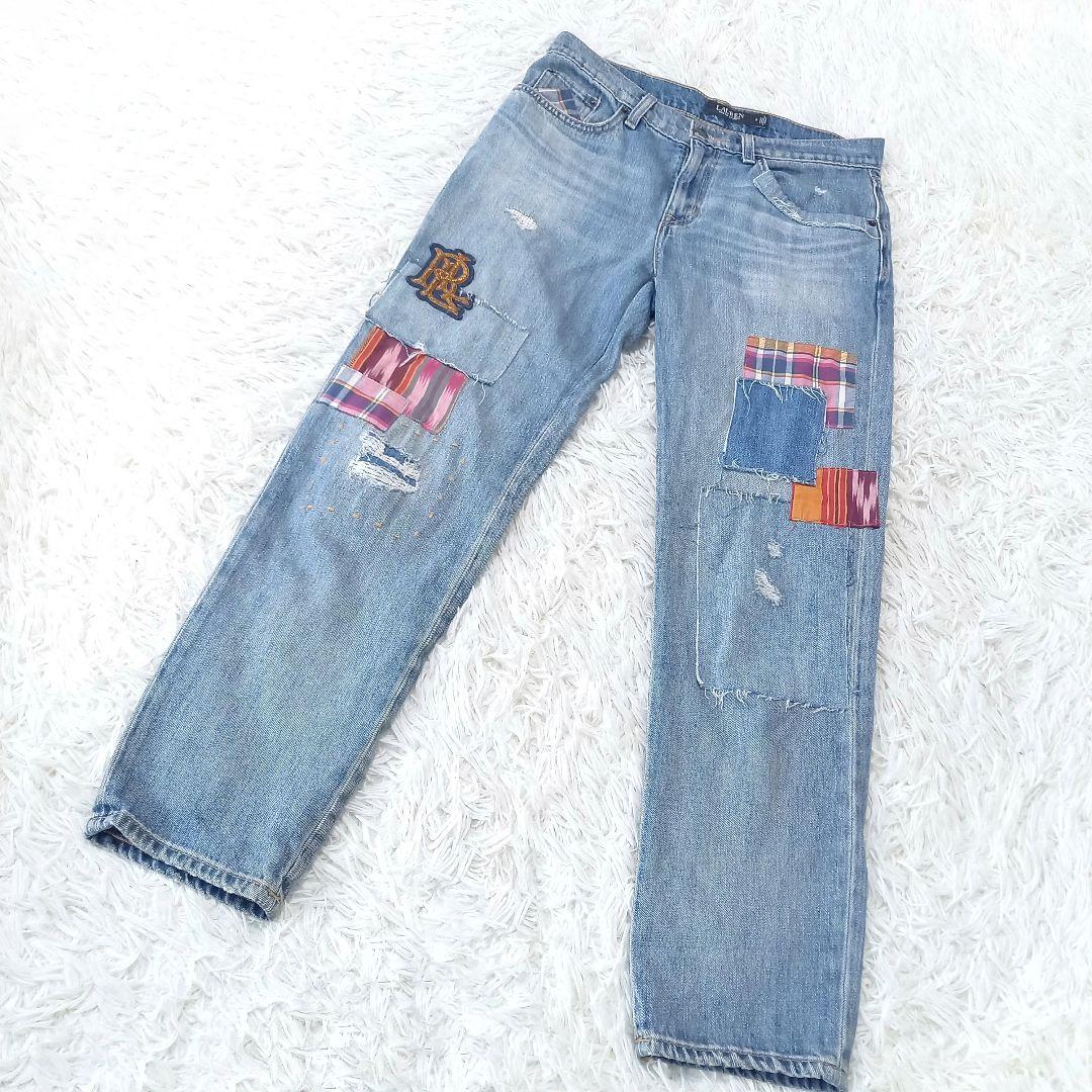 ●希少●　ラルフローレン　パッチワーク　刺繍　ワッペン　デニム　マルチカラー