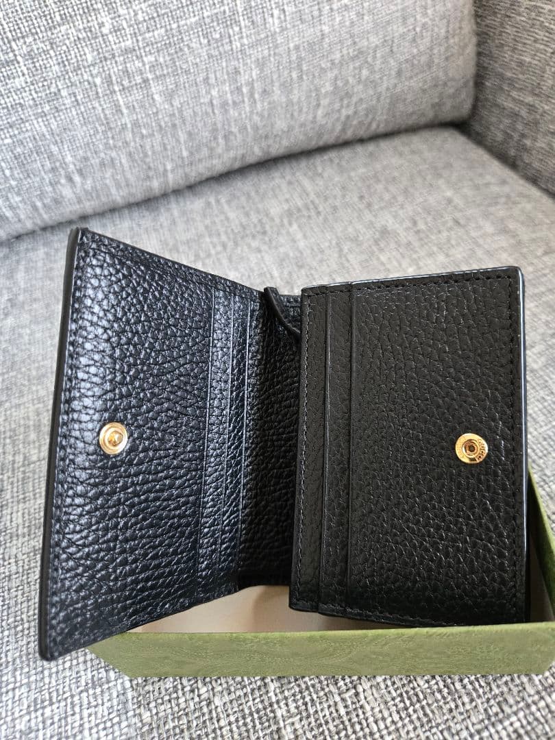 GUCCI 二つ折り財布 ベージュ/ブラック