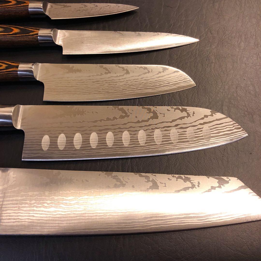 未使用　三徳包丁　ダマスカス　包丁セット　5本セット