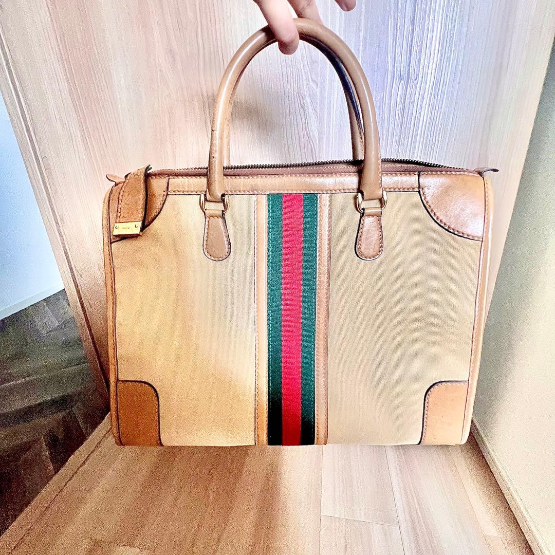 【オールドグッチ】Gucci ベージュ ボストンバッグ