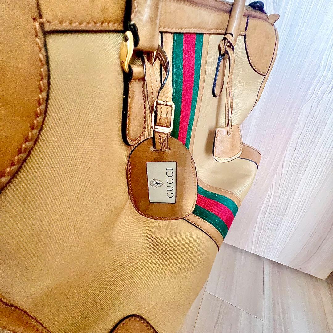 【オールドグッチ】Gucci ベージュ ボストンバッグ