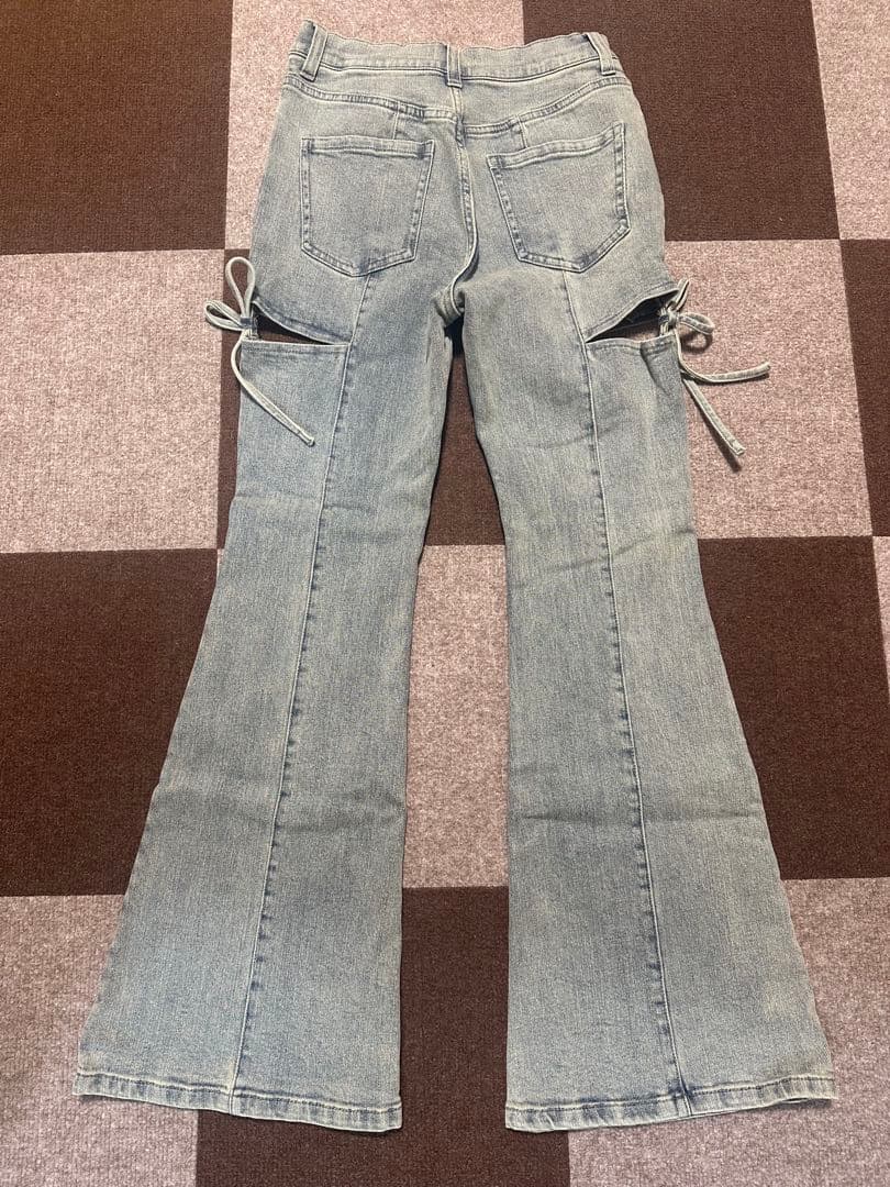 RESEXXY カットアウトリボンデニムパンツ S ライトブルー