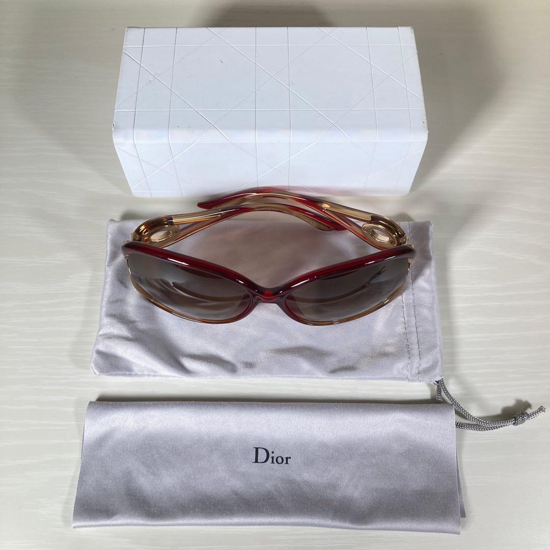 美品 Dior クリスチャンディオール サングラス 度なし ロゴ ケース付き