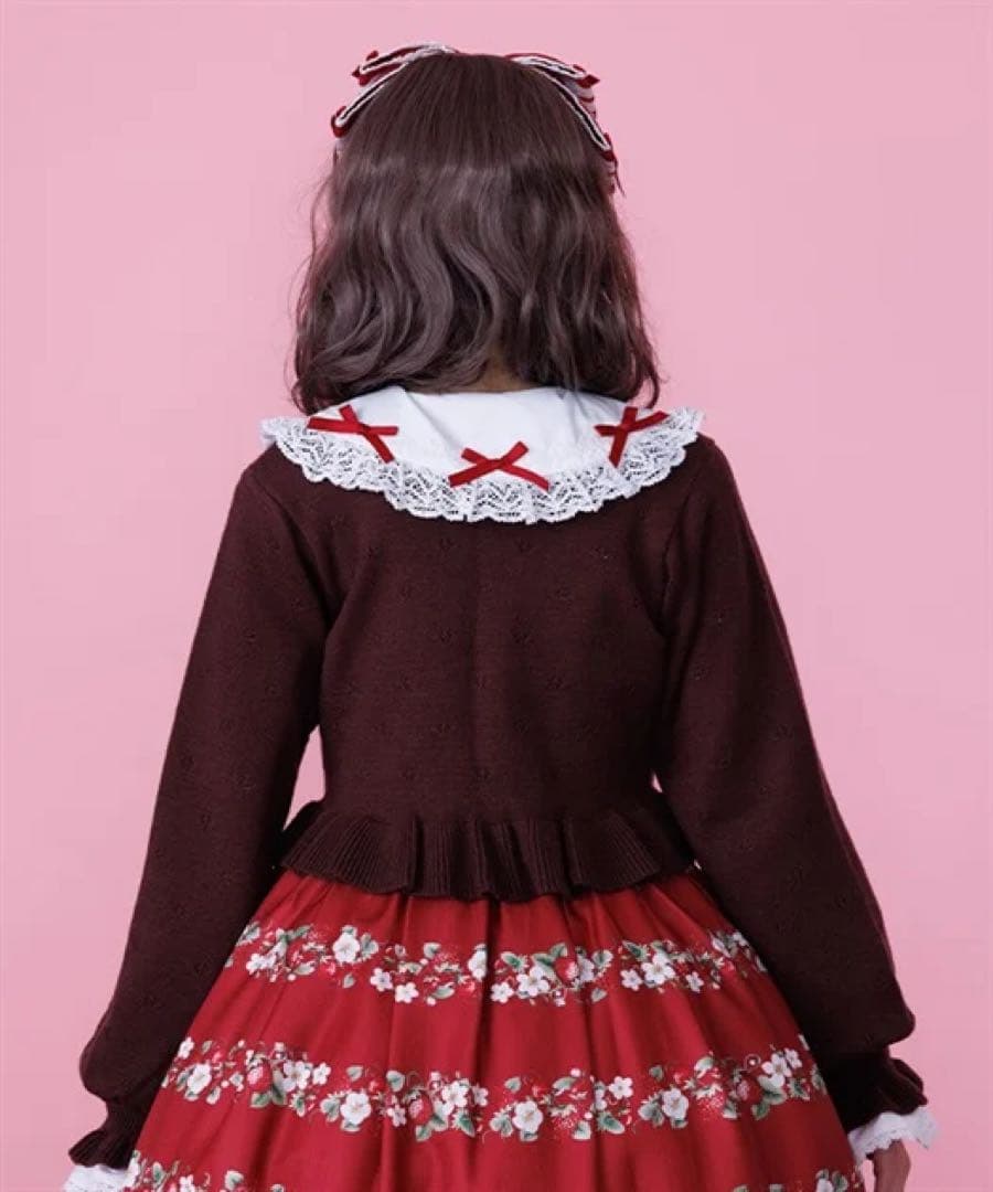 Chalmiere いちご刺繍ニットボレロ