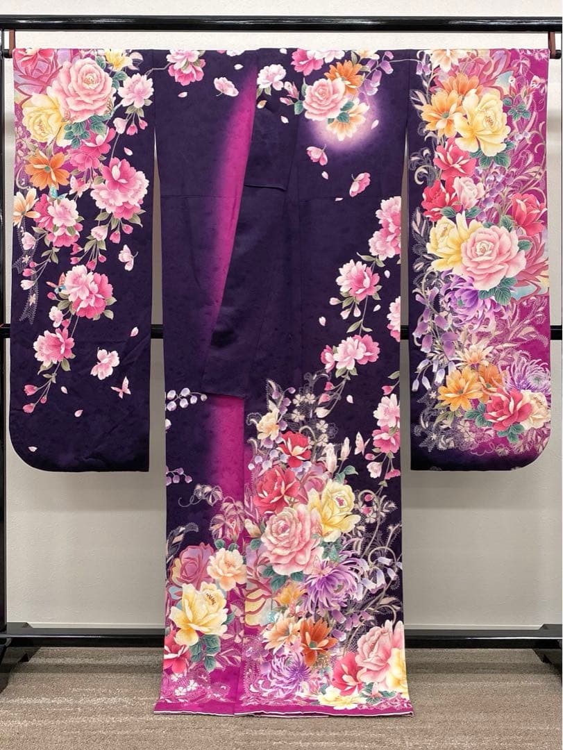 振袖 豪華 型友禅 刺繍 金駒 金彩 紋意匠 身丈169cm 撥水加工済