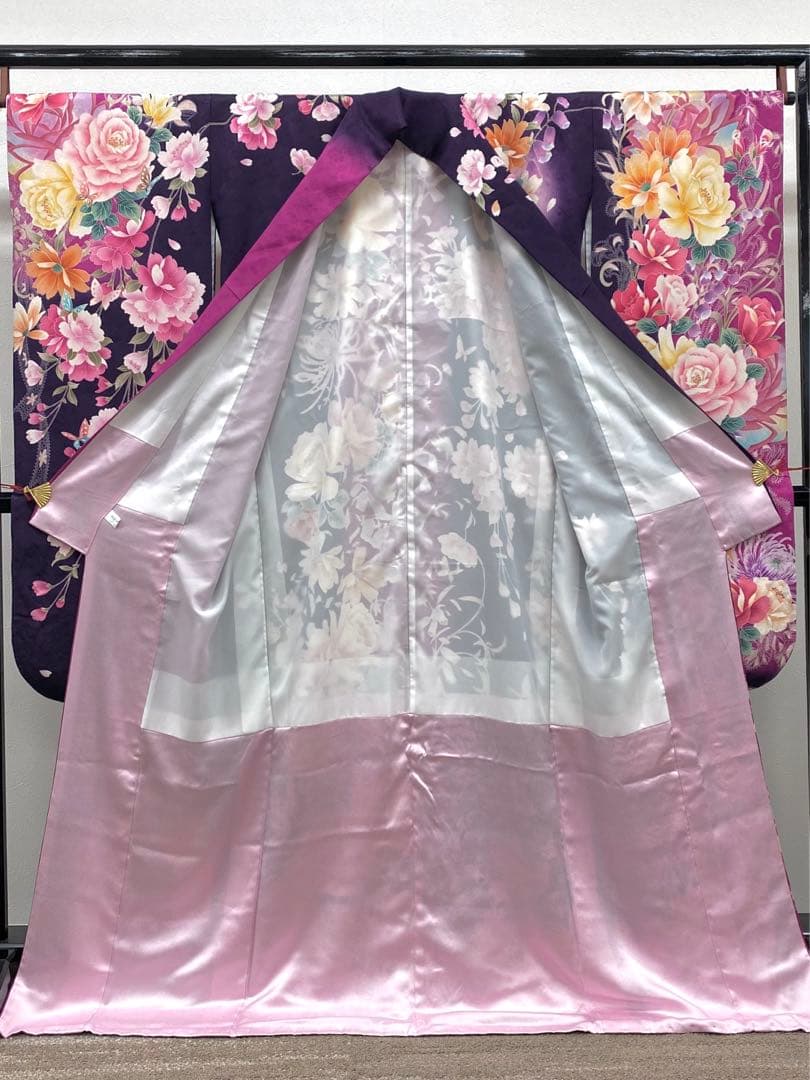 振袖 豪華 型友禅 刺繍 金駒 金彩 紋意匠 身丈169cm 撥水加工済