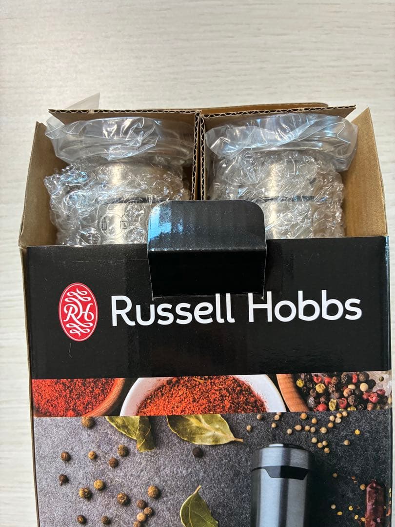 【新品】Russell Hobbs 電動ミル ソルト&ペッパー ウッドスタンド付