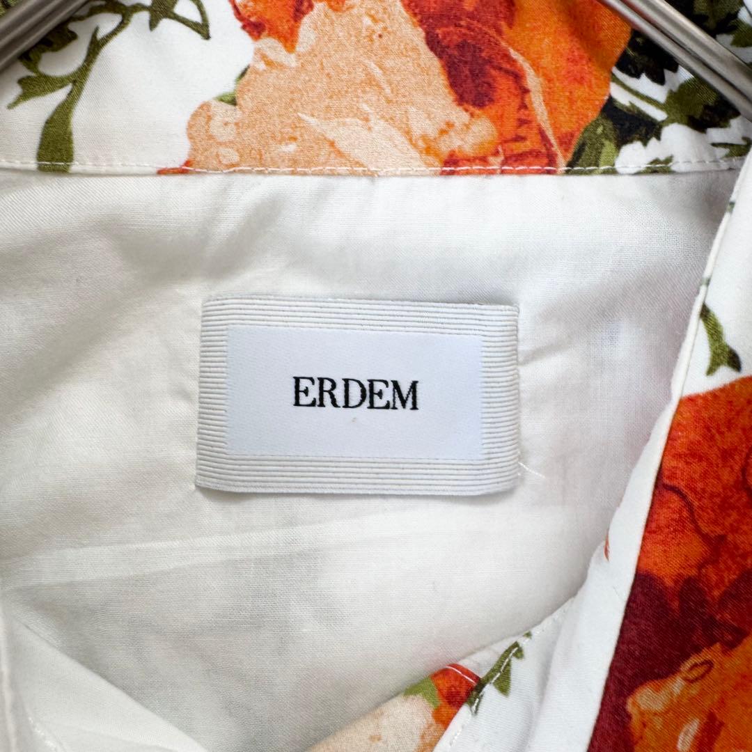 美品 アーデム ERDEM コットン シャツワンピース ドレス 花柄 ひざ丈