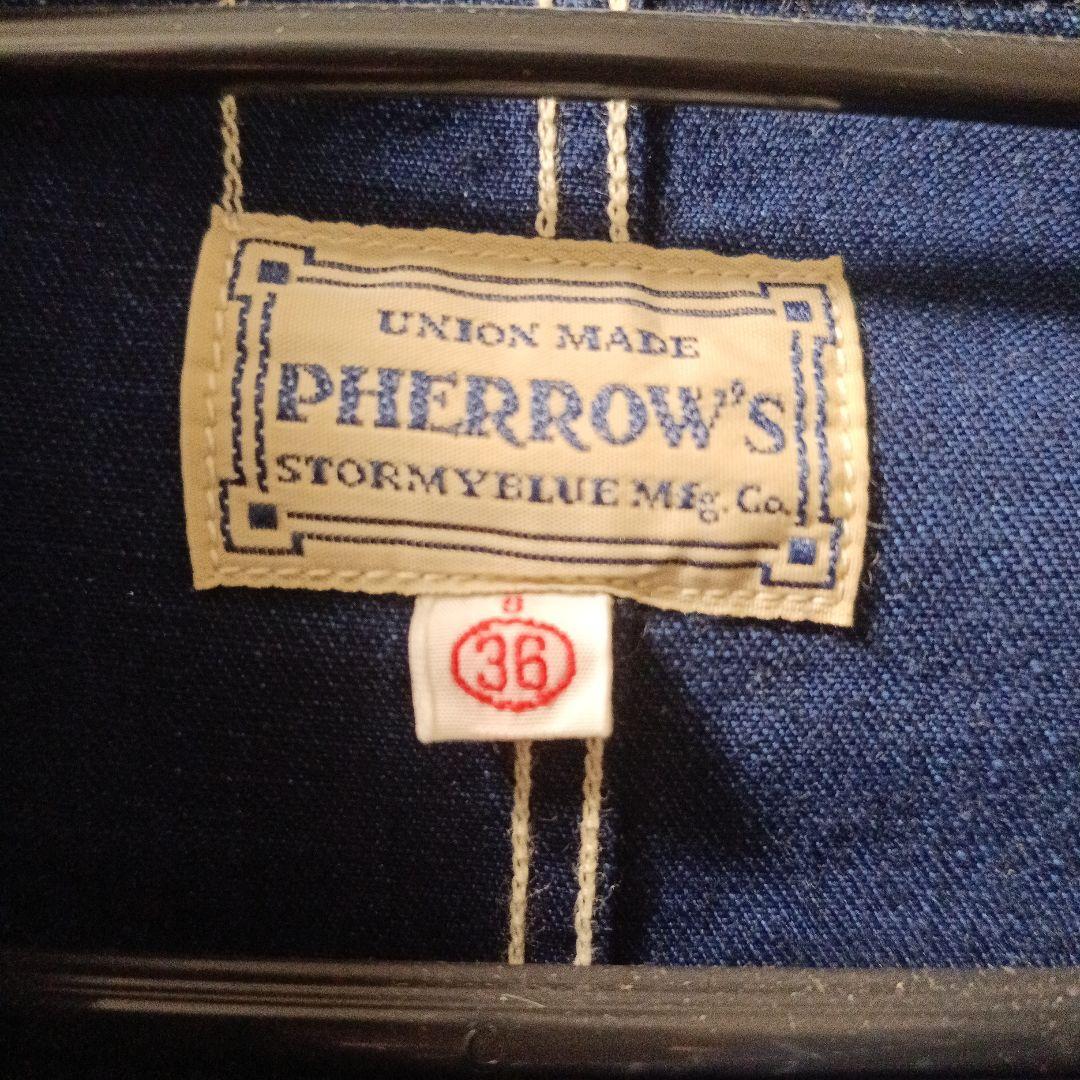 PHERROW'S ストライプデニムカバーオール 36