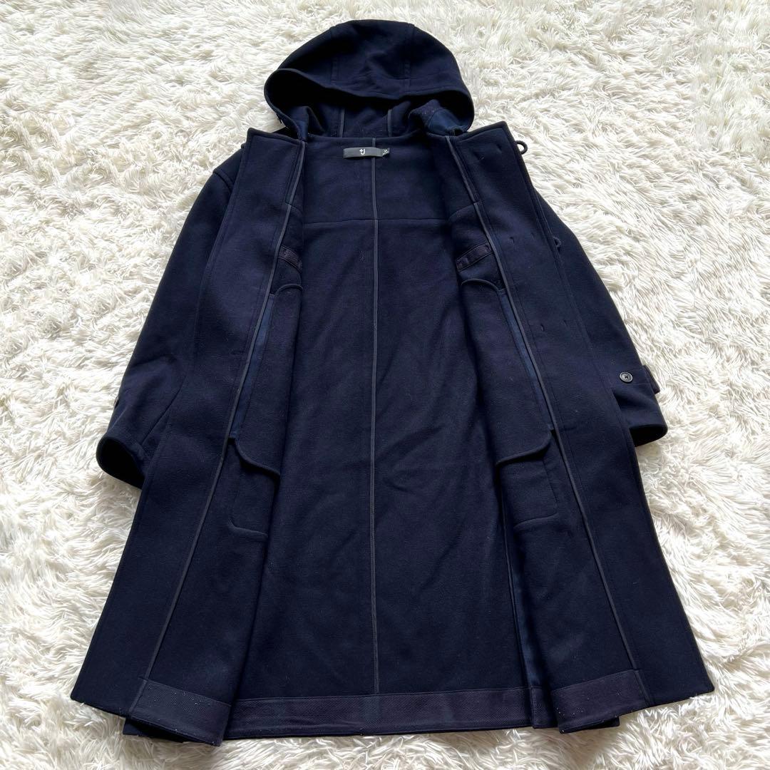+J UNIQLO ウールオーバーサイズ　ダッフルコート ネイビー　xs 紺色