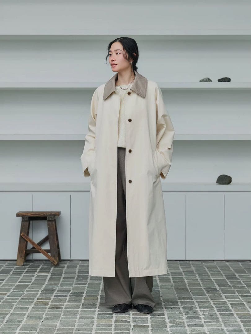 crewre 2wayカラーツイルロングコート ivory 3