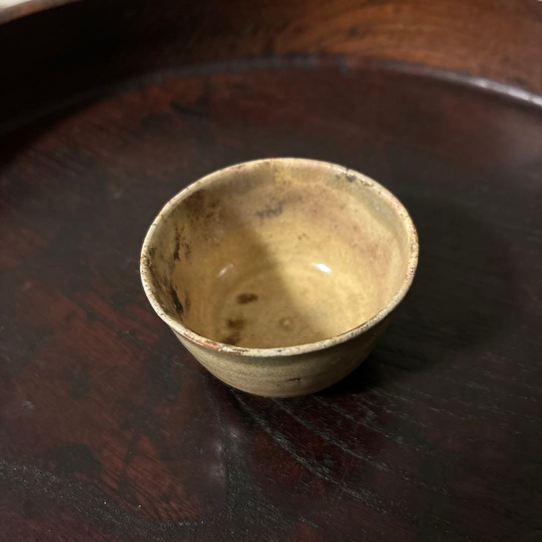 灰釉時代盃　ぐい呑み　酒器　江戸　古民芸　御深井　美濃　萩　古美術　骨董　李朝