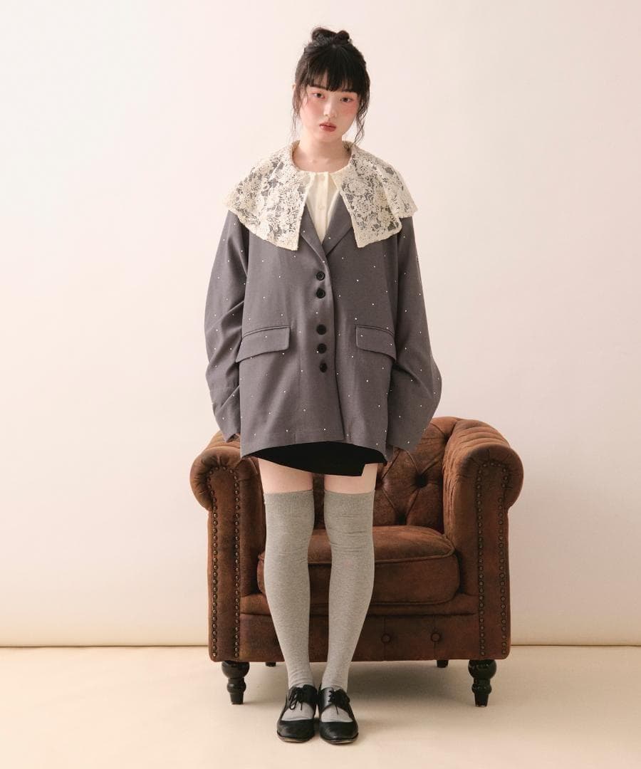 即日発送 入手困難 新品 loin nuit ニュアンスボタンレースジャケット