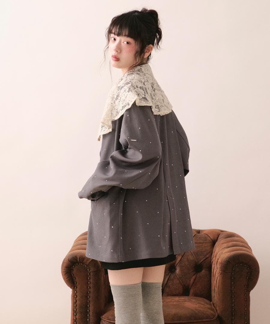 即日発送 入手困難 新品 loin nuit ニュアンスボタンレースジャケット