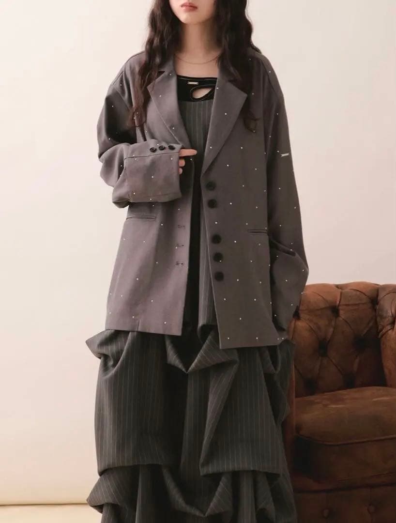 即日発送 入手困難 新品 loin nuit ニュアンスボタンレースジャケット