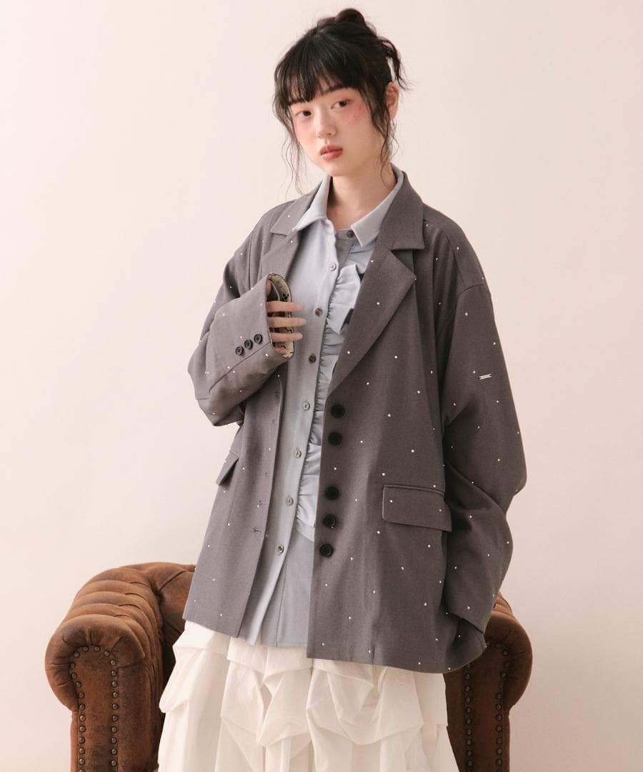 即日発送 入手困難 新品 loin nuit ニュアンスボタンレースジャケット
