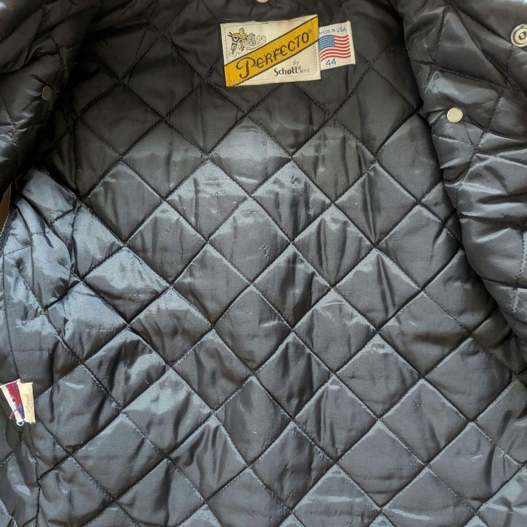 Schott Perfecto ブラック レザーベスト 44
