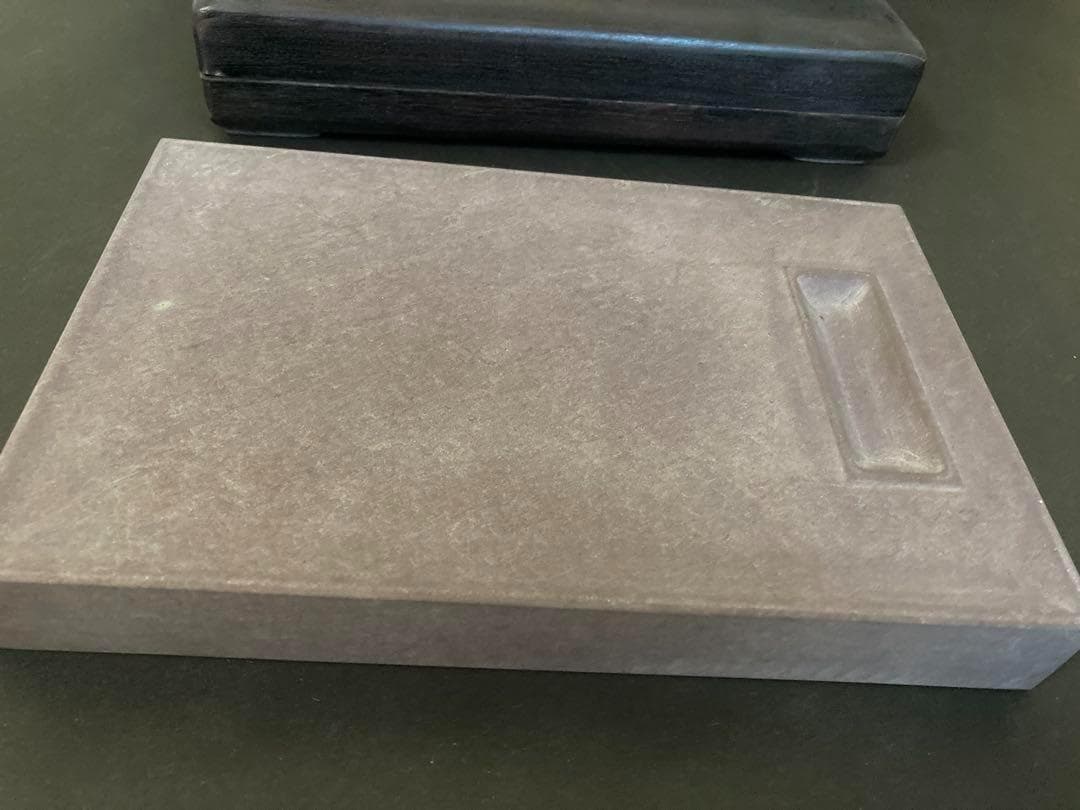 端渓硯 中国硯 龍鳳凰彫刻 唐木天地蓋付き1750g