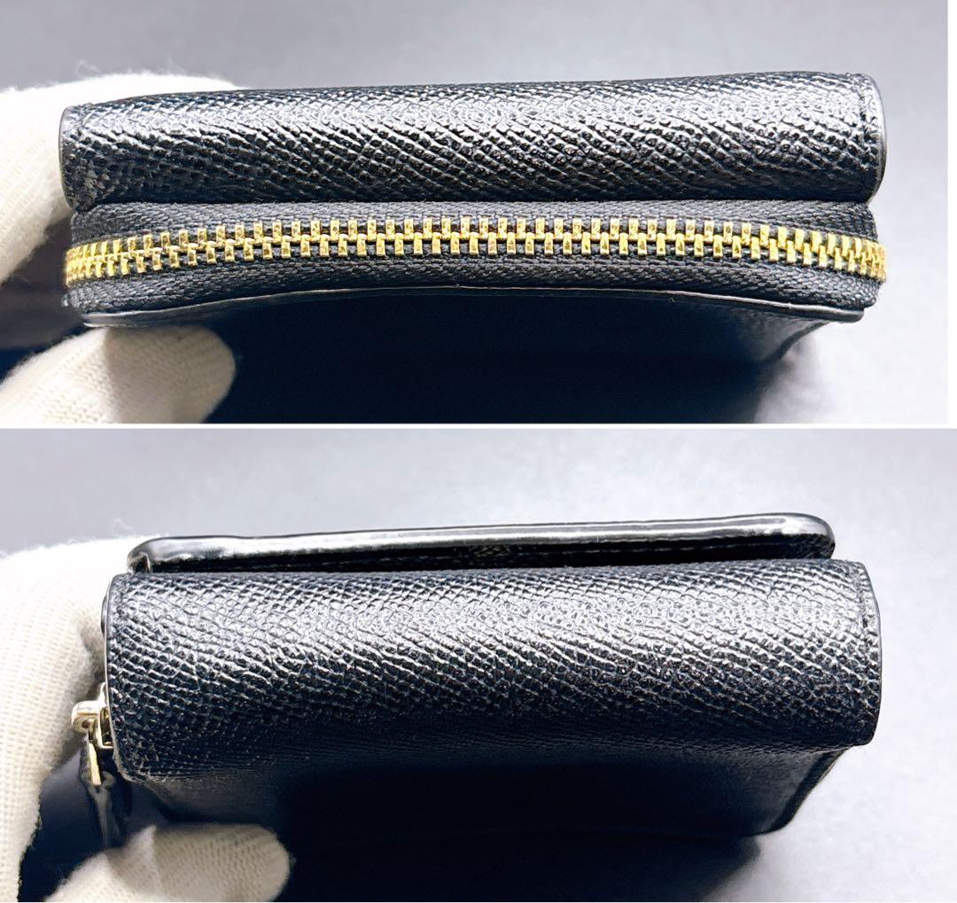 ✨極美品✨コーチ COACH ブラック 本革 コンパクト３つ折り財布 ✧