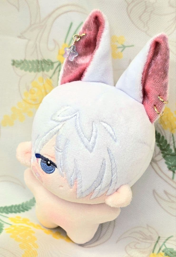 【少難有り】 自作 無属性 ぬいぐるみ 白髪のケモ耳くん 10cm