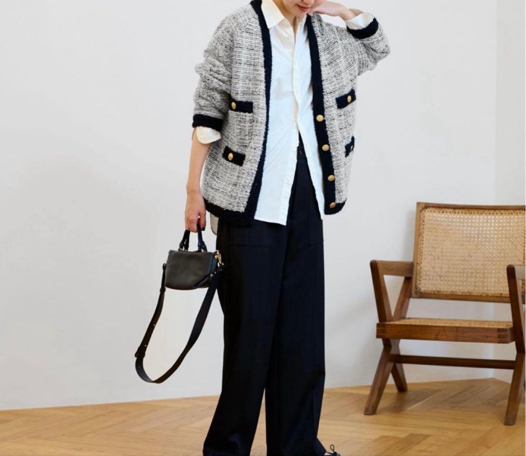 【美品】FRAMeWORK TWEEDニットカーディガン 金ボタン 大きめ