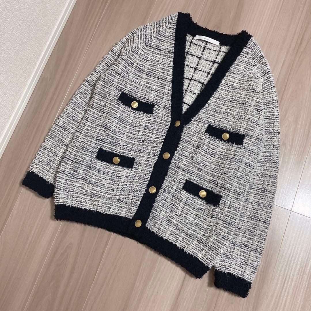 【美品】FRAMeWORK TWEEDニットカーディガン 金ボタン 大きめ