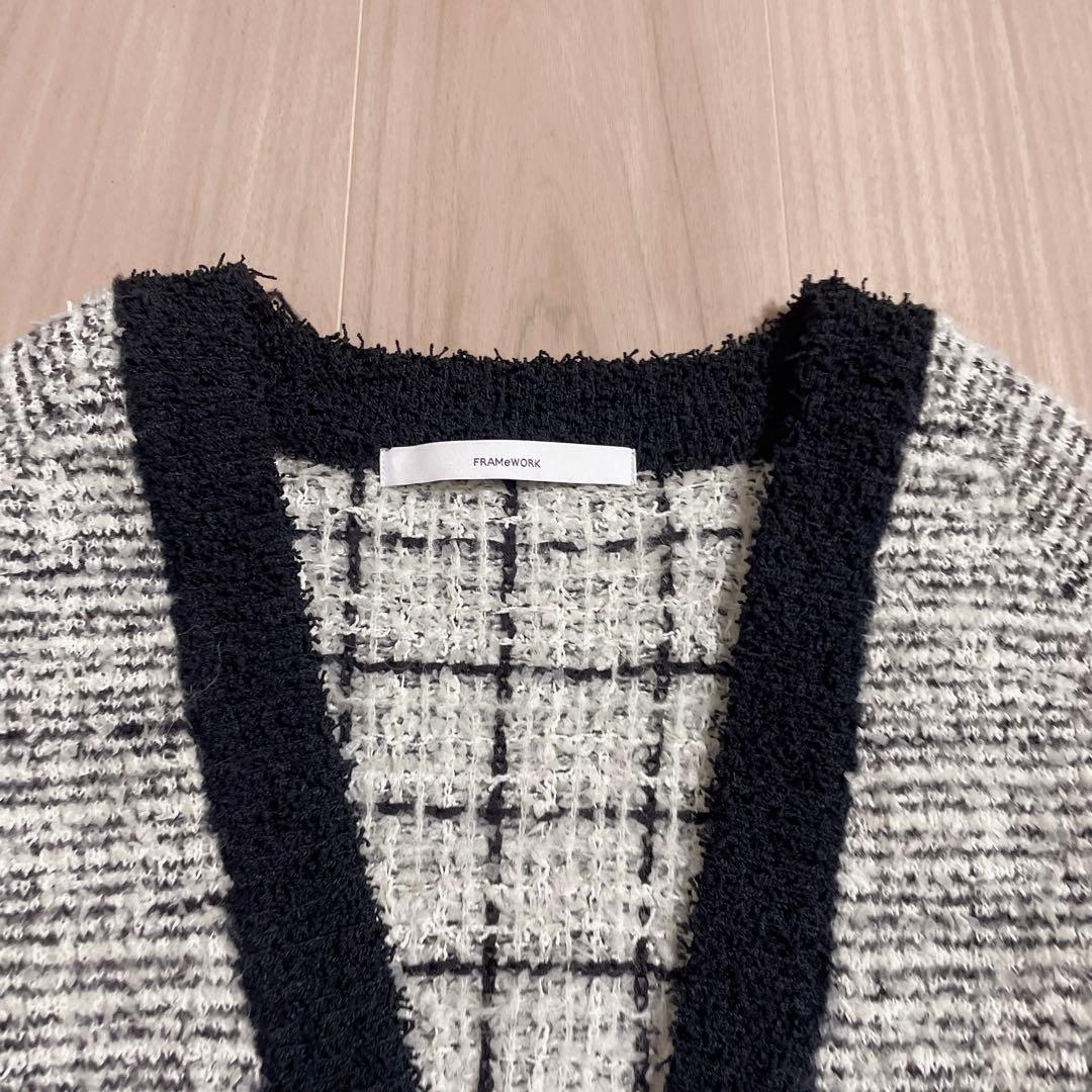 【美品】FRAMeWORK TWEEDニットカーディガン 金ボタン 大きめ