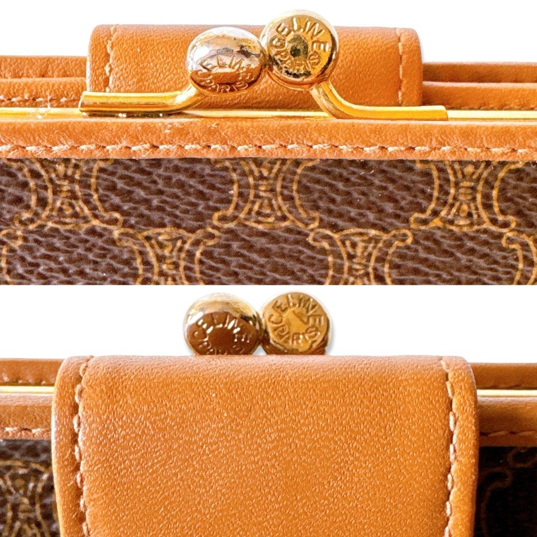 【美品】CELINE セリーヌ がま口 二つ折り財布 マカダム柄