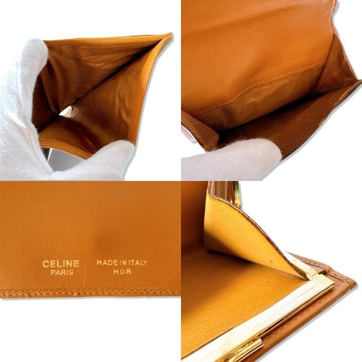 【美品】CELINE セリーヌ がま口 二つ折り財布 マカダム柄
