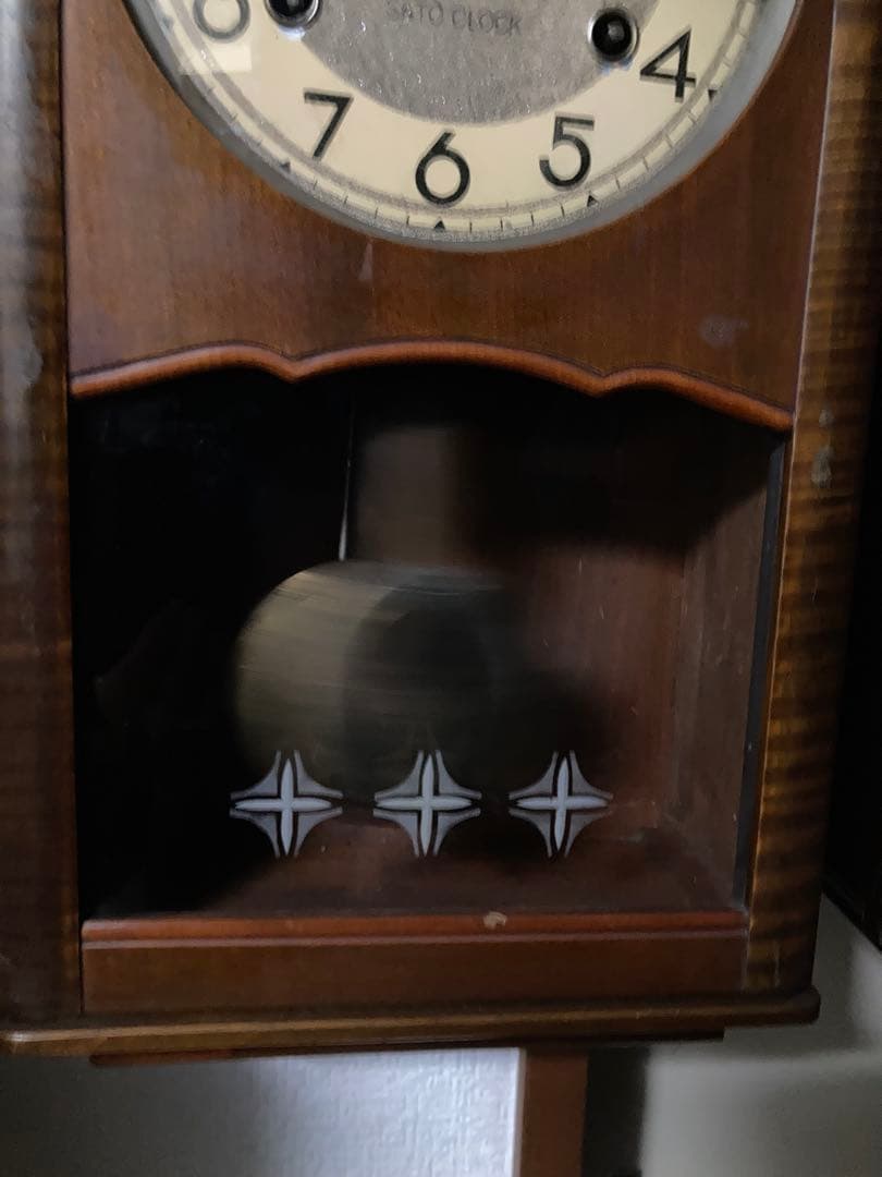 佐藤時計 地球鶏マーク柱時計 8日巻アンティーク時計稼働品 昭和ノスタルジー