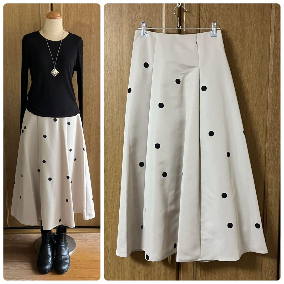 新品 FENNEL ドットフレアスカート 水玉 ベージュフェンネル