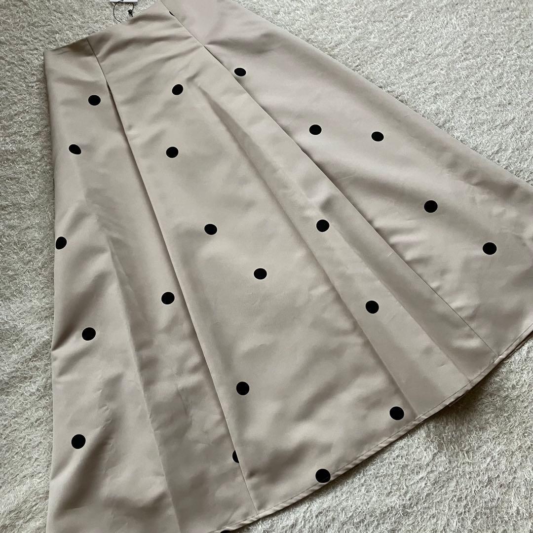 新品 FENNEL ドットフレアスカート 水玉 ベージュフェンネル