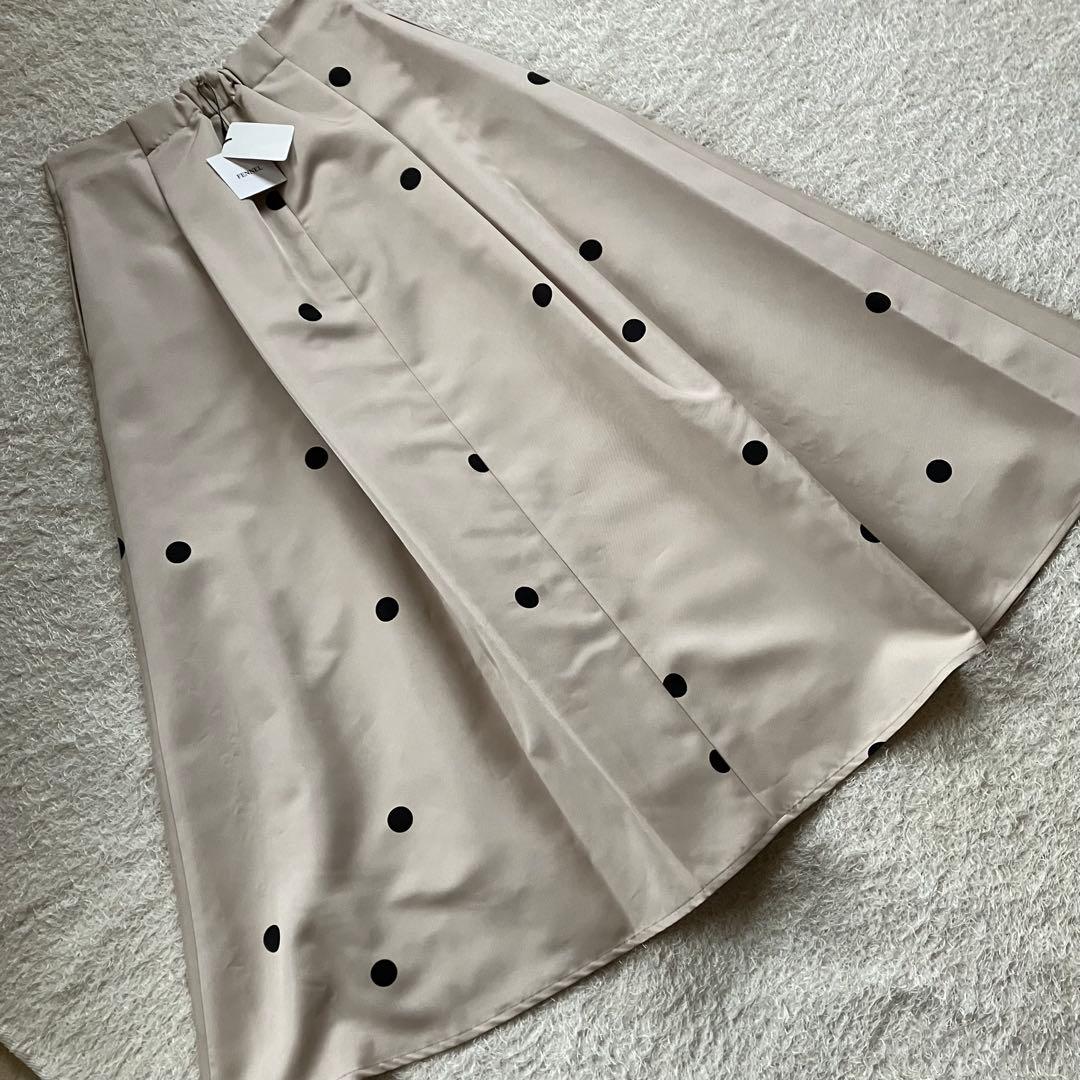 新品 FENNEL ドットフレアスカート 水玉 ベージュフェンネル