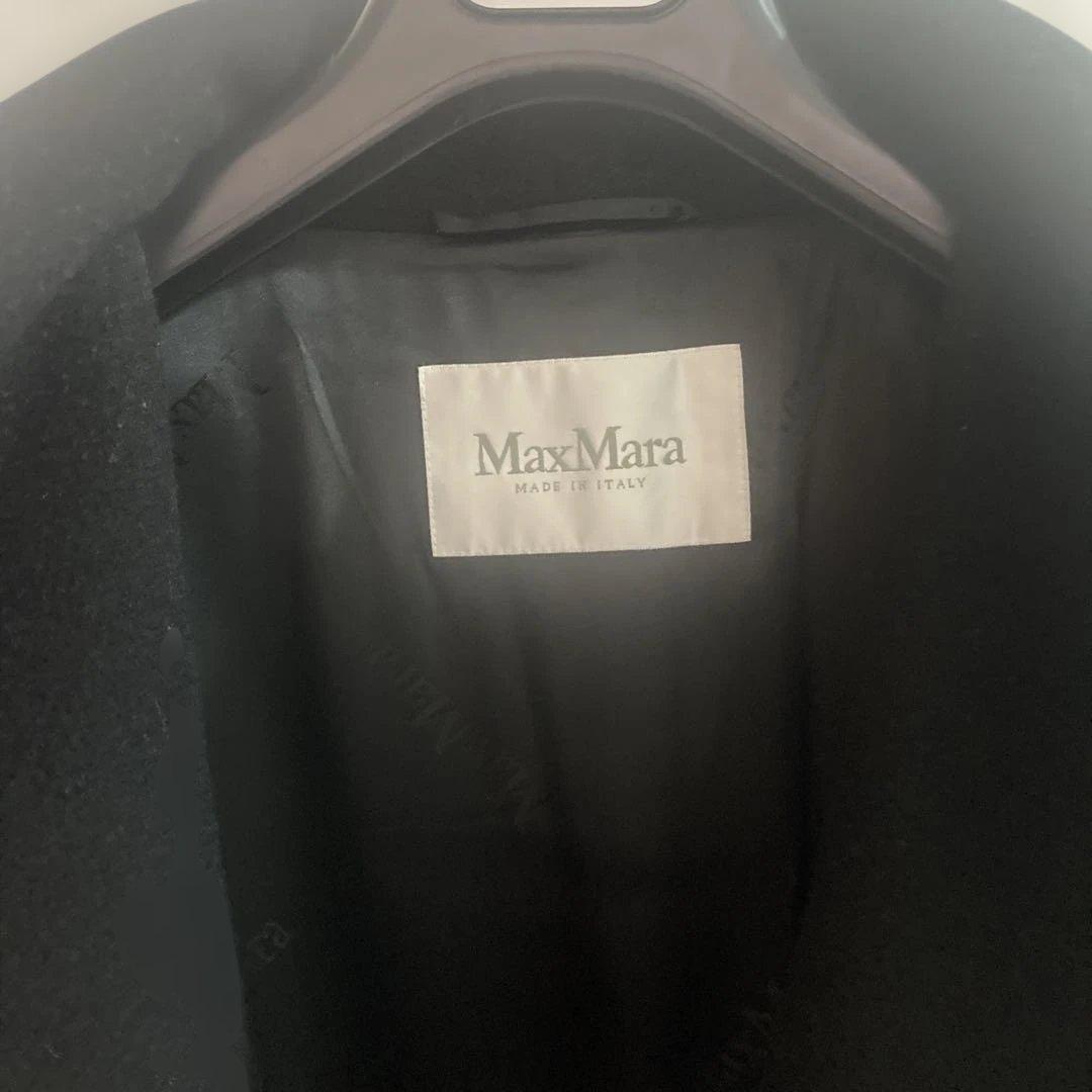 MaxMara 黒 ロングコート ウエストベルト付き